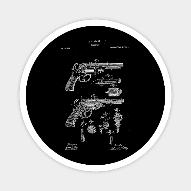 Starr DA Revolver Patent (white) Magnet by Big Term Designs